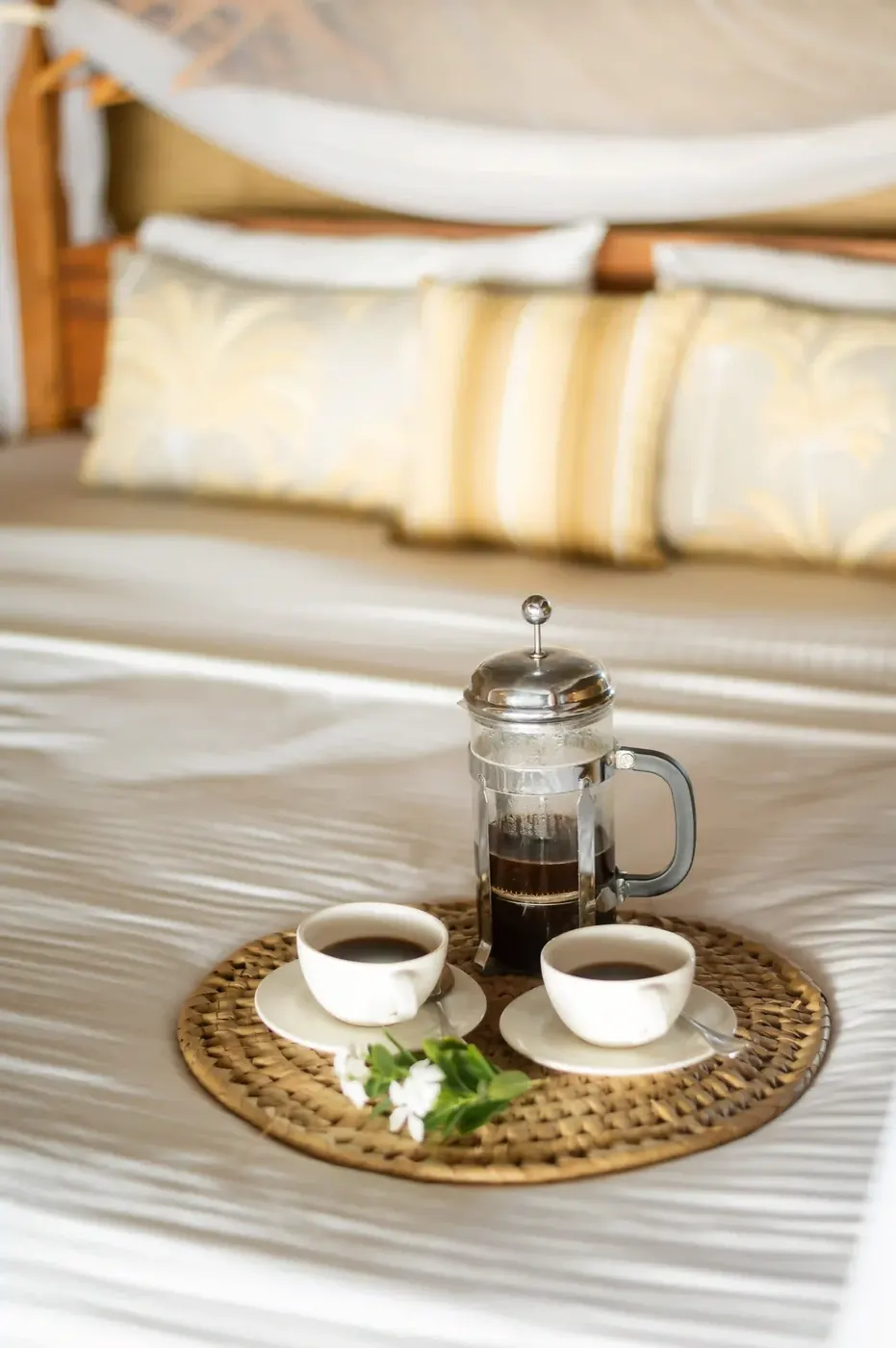 Fresh coffee served on the bed