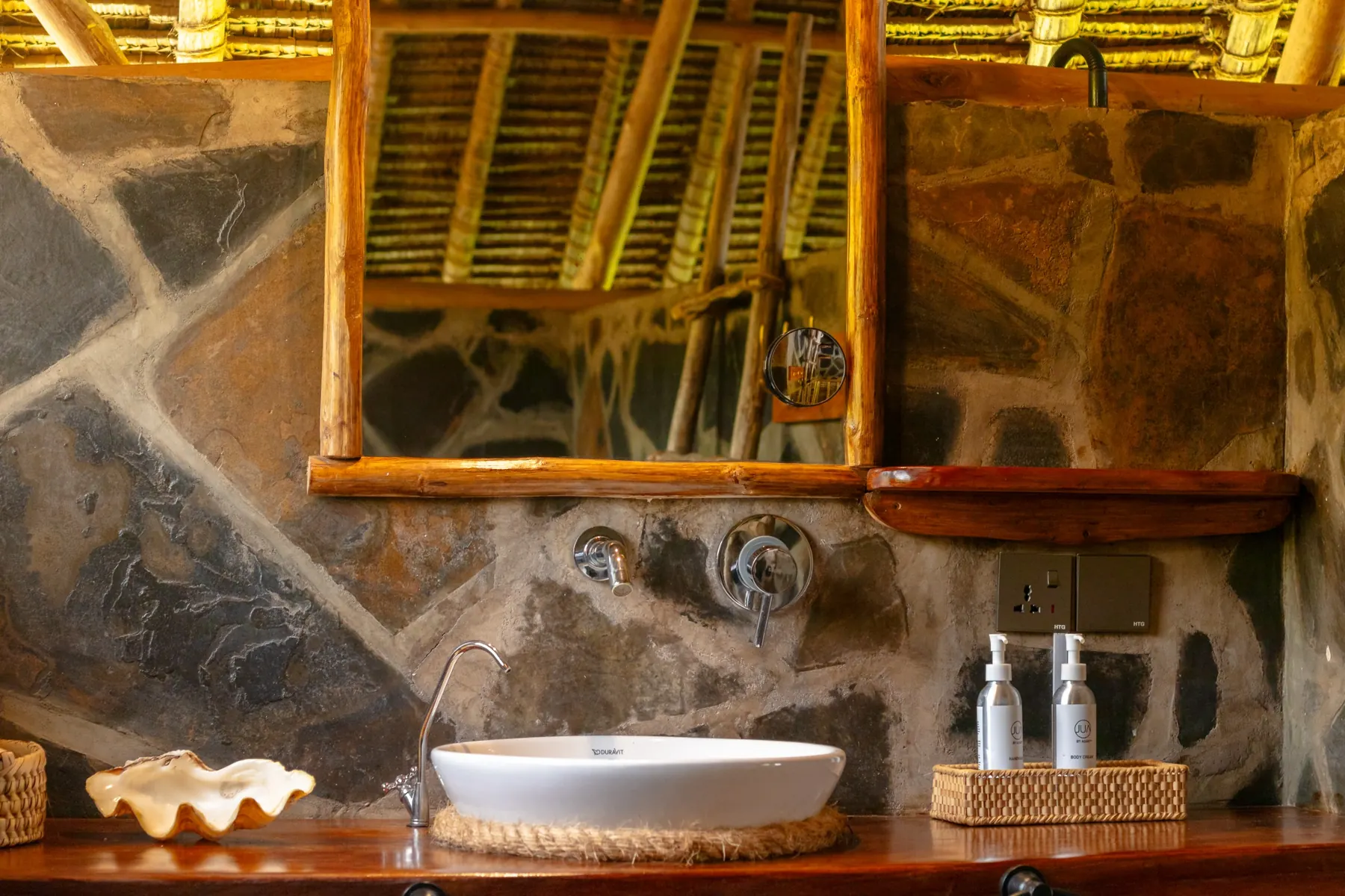 Stone basin bathroom detail